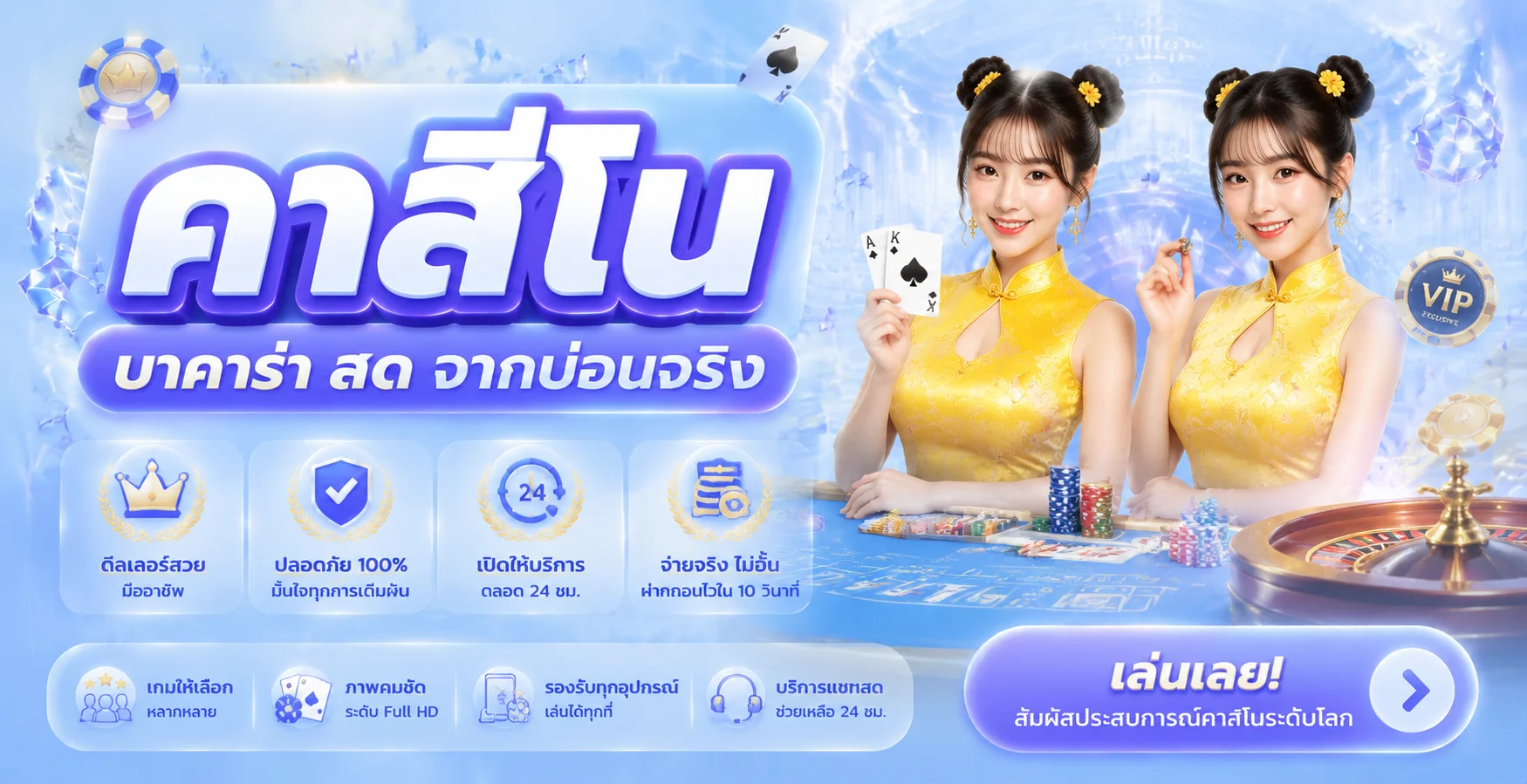 คาสิโนออนไลน์ luna999 ถ่ายทอดสดบาคาร่าและเกมโต๊ะครบทุกค่าย